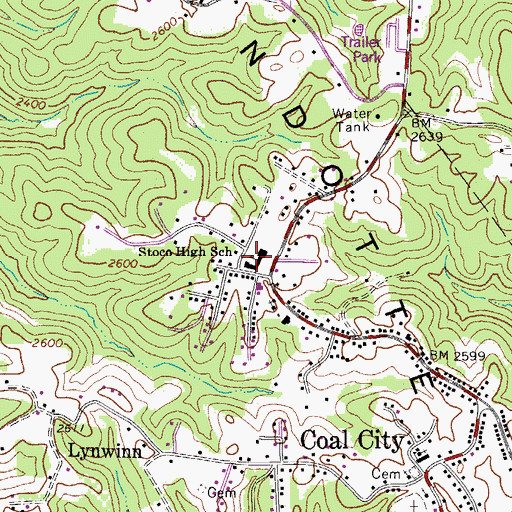 Topographic Map of Coal City Post Office, WV
