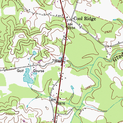 Topographic Map of Cool Ridge Post Office, WV