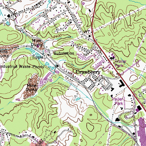 Topographic Map of Cranberry Post Office, WV
