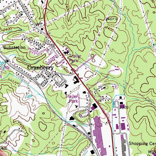 Topographic Map of Cranberry - Prosperity Elementary School, WV
