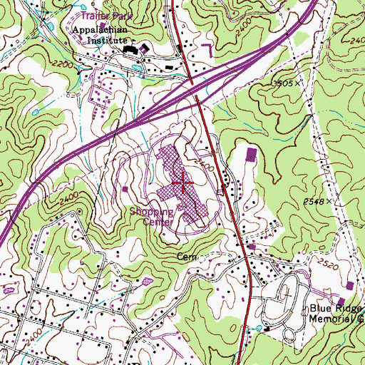 Topographic Map of Crossroads Mall Shopping Center, WV