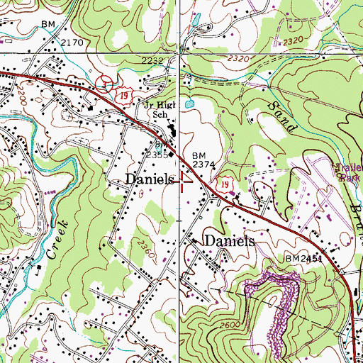 Topographic Map of Daniels Post Office, WV