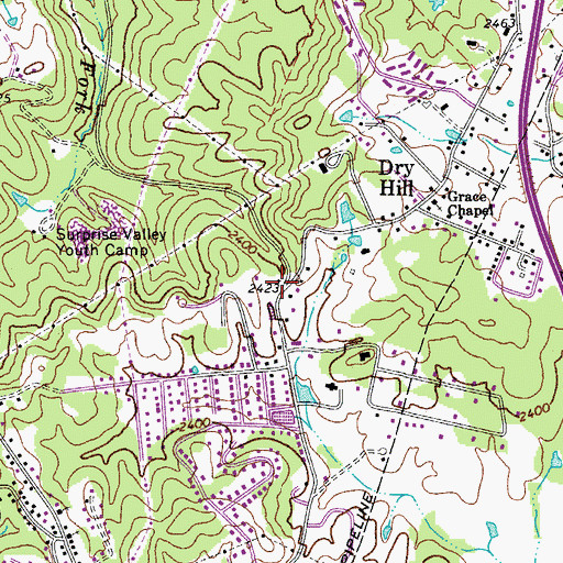 Topographic Map of Dry Hill School (historical), WV