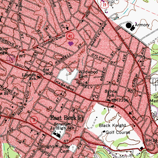 Topographic Map of East Beckley Seventh Day Adventist Church, WV