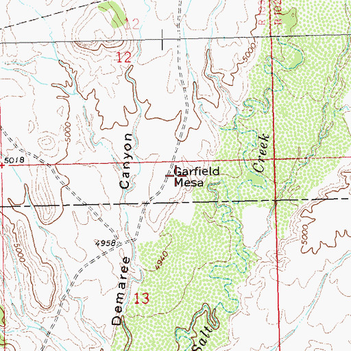 Topographic Map of Garfield Mesa, CO