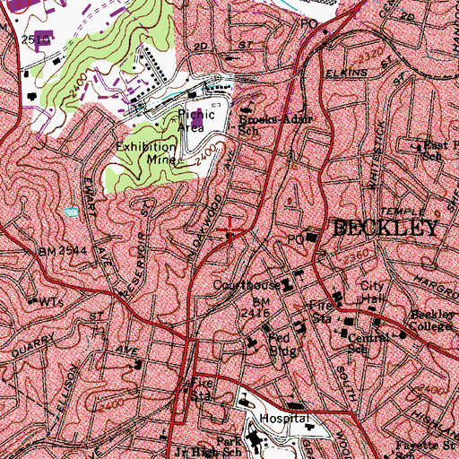 Topographic Map of First Assembly of God Church, WV
