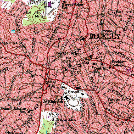 Topographic Map of First Baptist Church, WV