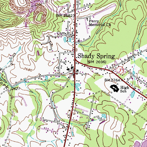 Topographic Map of First Baptist Church, WV
