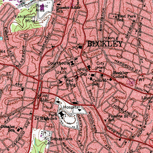 Topographic Map of First United Methodist Church, WV