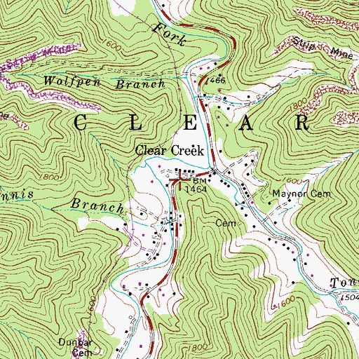 Topographic Map of Fork Bottom School (historical), WV