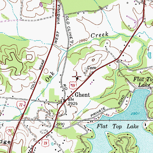 Topographic Map of Ghent Elementary School, WV