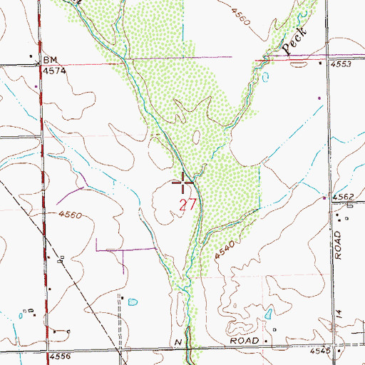 Topographic Map of Peck and Beede Wash, CO