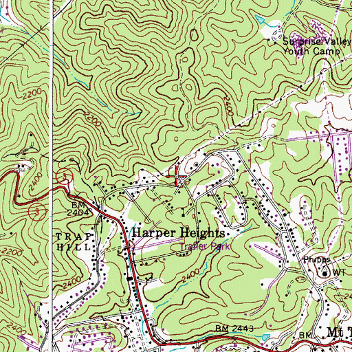 Topographic Map of Harper Heights Missionary Baptist Church, WV
