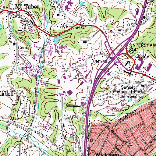 Topographic Map of Harper Industrial Park, WV