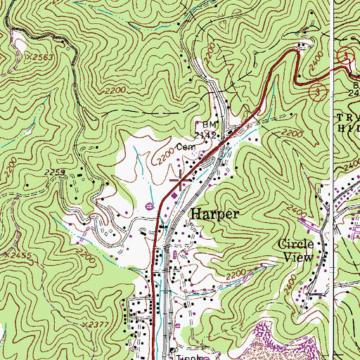 Topographic Map of Harper Post Office, WV