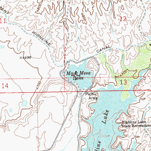 Topographic Map of Mack Mesa Lake, CO