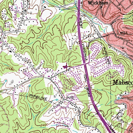 Topographic Map of Hollywood Elementary School, WV