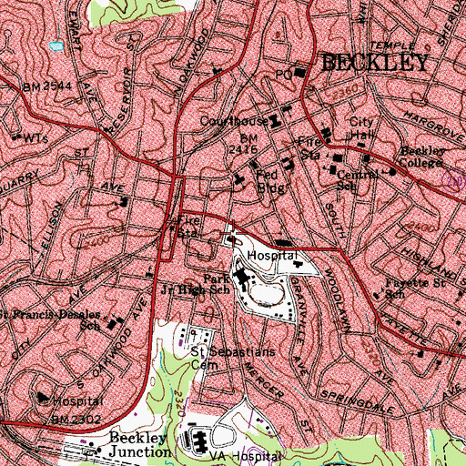 Topographic Map of Institute Elementary School (historical), WV