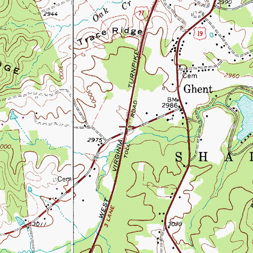 Topographic Map of Interchange 28, WV