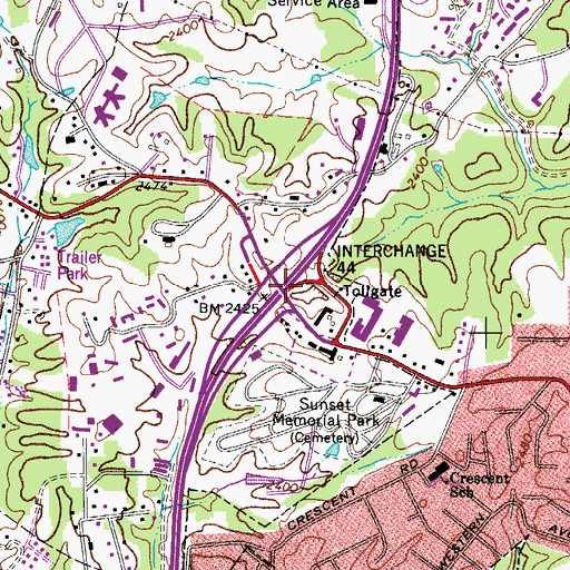 Topographic Map of Interchange 44, WV