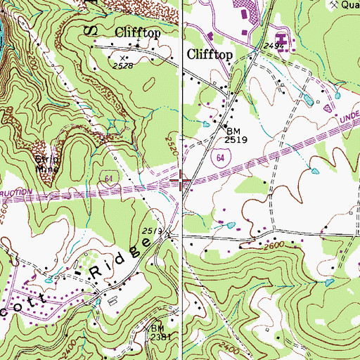 Topographic Map of Interchange 125, WV