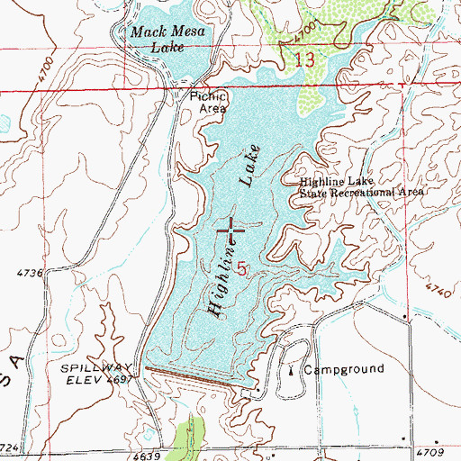 Topographic Map of Highline Lake, CO