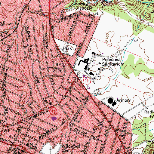 Topographic Map of Johnstown, WV