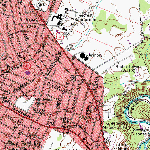 Topographic Map of Jones Memorial Baptist Church, WV