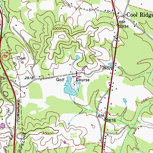 Topographic Map of Lakeview Golf Course, WV
