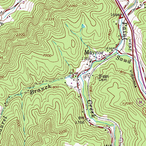 Topographic Map of Laurel Branch School (historical), WV