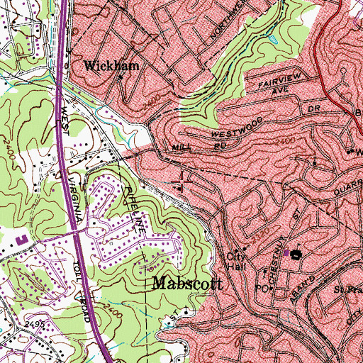 Topographic Map of Mabscott Holiness Church, WV