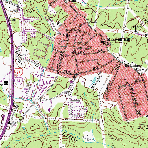 Topographic Map of Maxwell Hill Baptist Church, WV