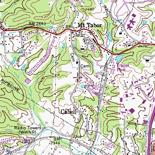 Topographic Map of Mount Tabor School (historical), WV