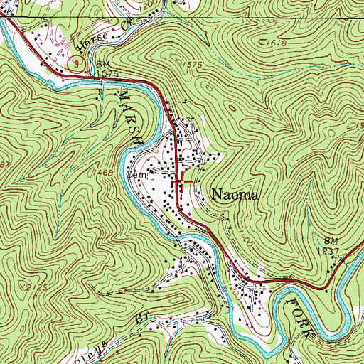 Topographic Map of Naoma Post Office, WV