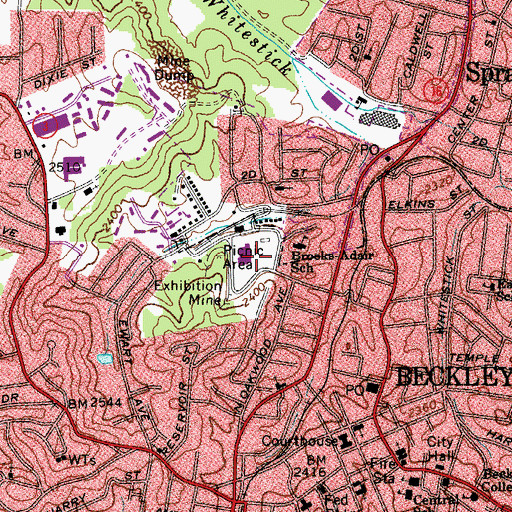 Topographic Map of New River Park, WV