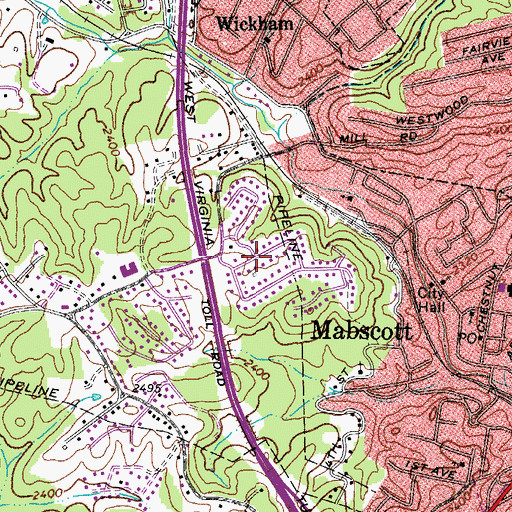 Topographic Map of Old Mill Village, WV