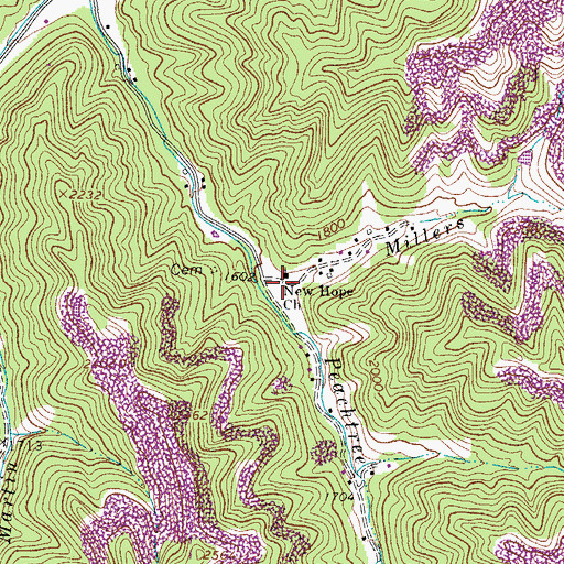 Topographic Map of Peachtree School (historical), WV