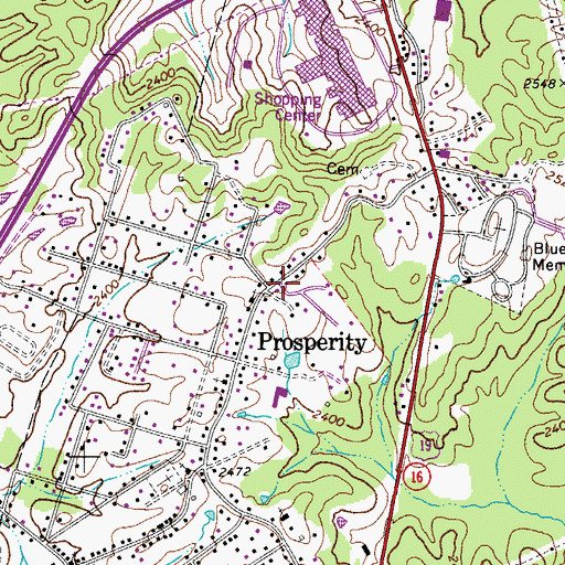 Topographic Map of Prosperity Post Office, WV