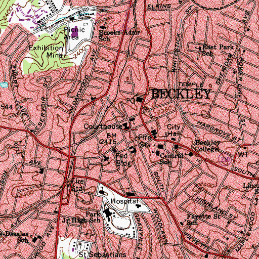 Topographic Map of Raleigh County Courthouse, WV