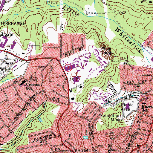 Topographic Map of Raleigh County Health Center (historical), WV