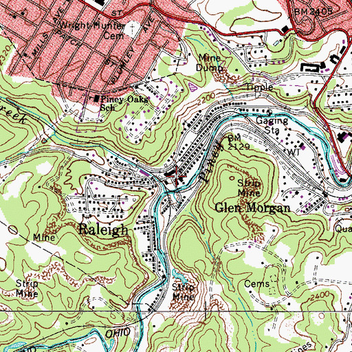 Topographic Map of Raleigh Post Office, WV