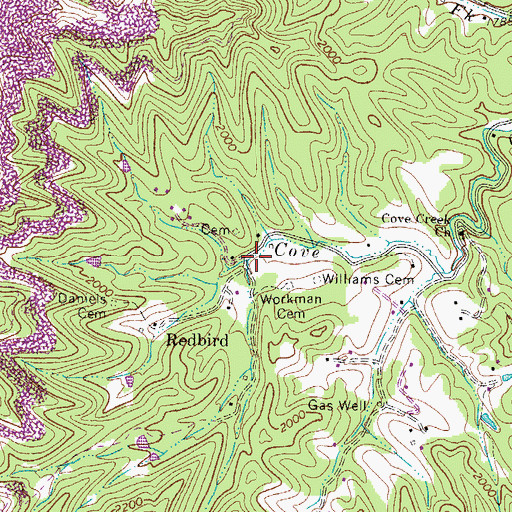 Topographic Map of Redbird School (historical), WV