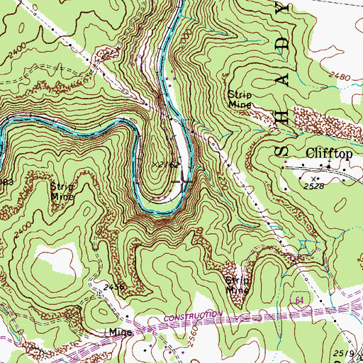 Topographic Map of Rodes (historical), WV