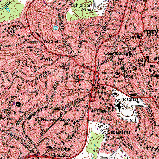 Topographic Map of Saint Stephens Episcopal Church, WV