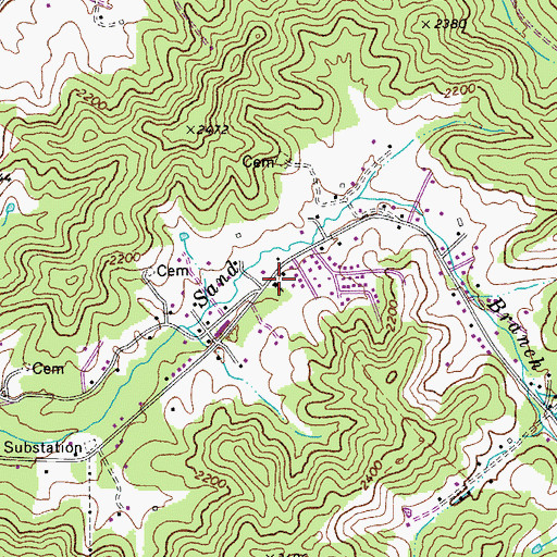 Topographic Map of Sand Branch School (historical), WV