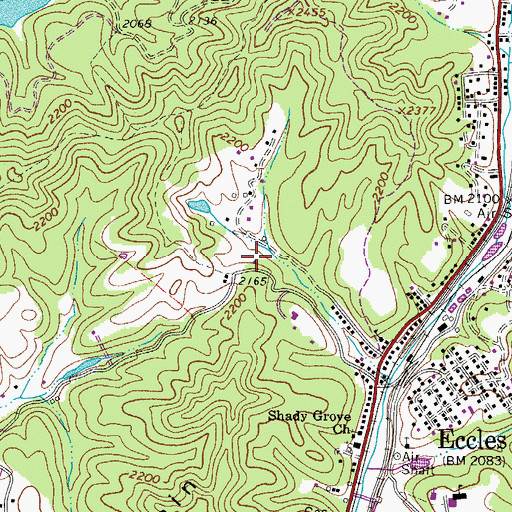 Topographic Map of Scafens School (historical), WV
