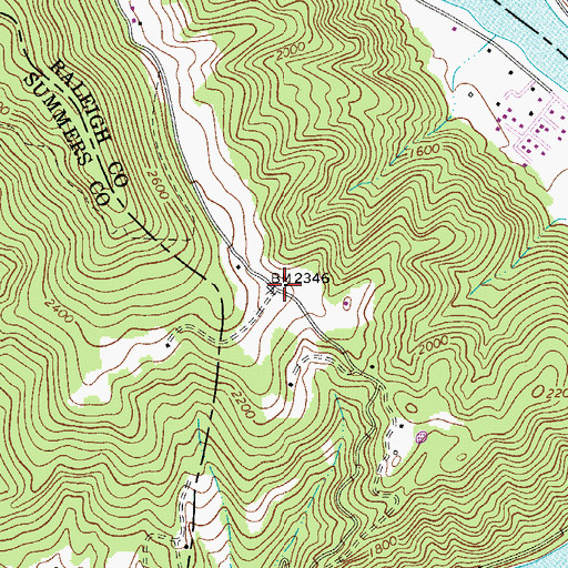 Topographic Map of Sewell Mountain School (historical), WV