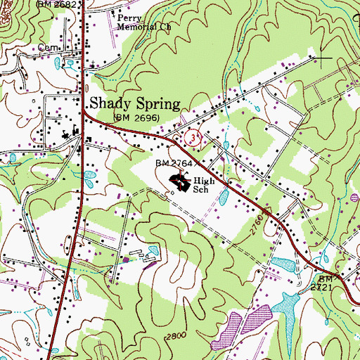 Topographic Map of Shady Spring High School, WV