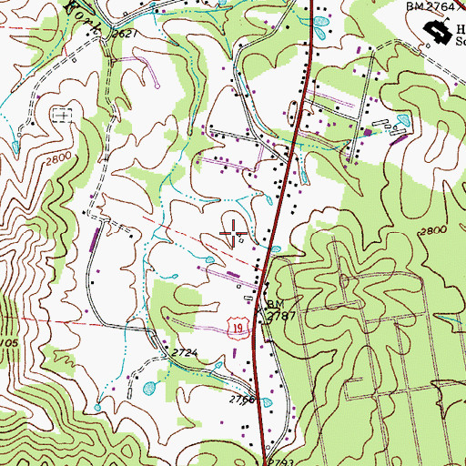 Topographic Map of Shady Spring Middle School, WV