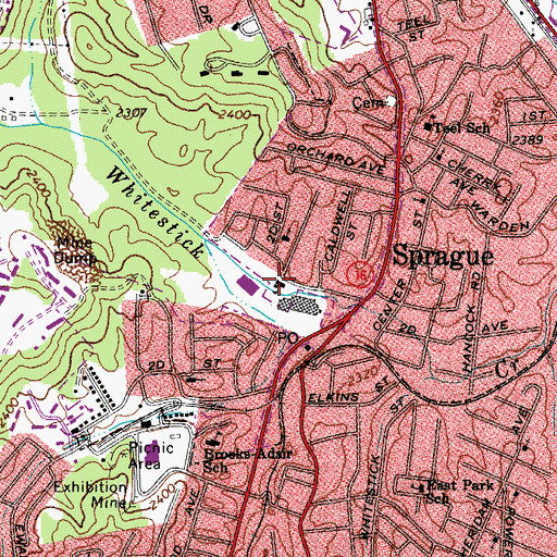 Topographic Map of Sprague Consolidated Grade School (historical), WV